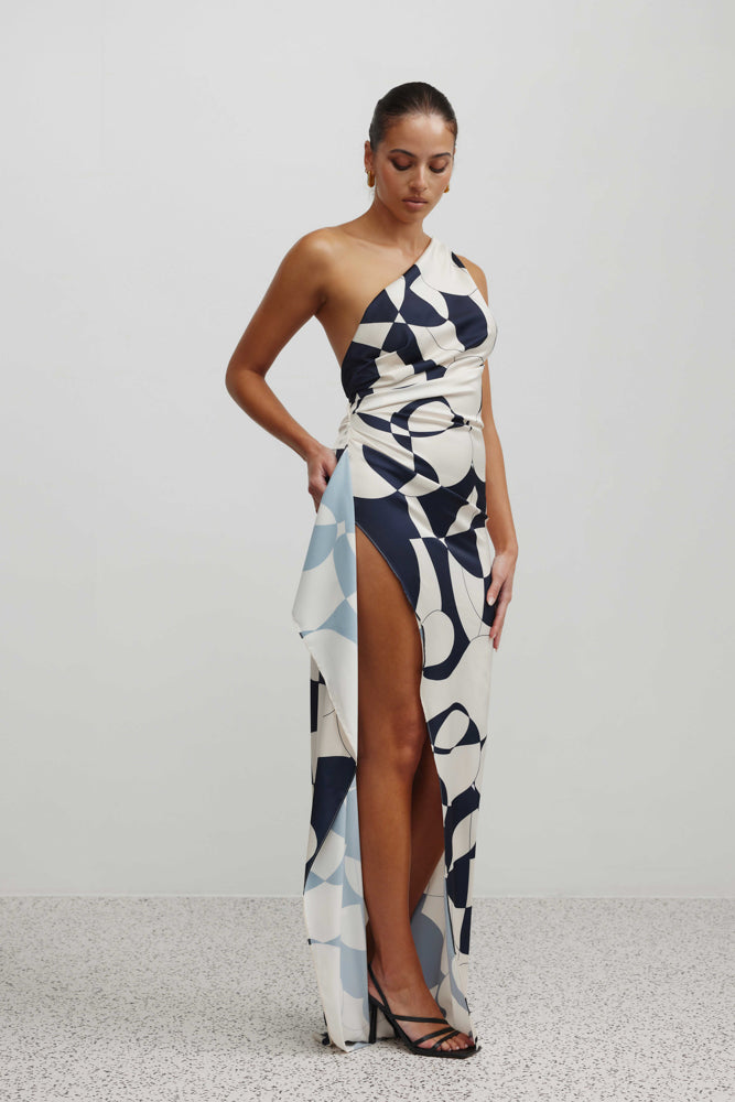 Samira Dress - Abstract Navy Print