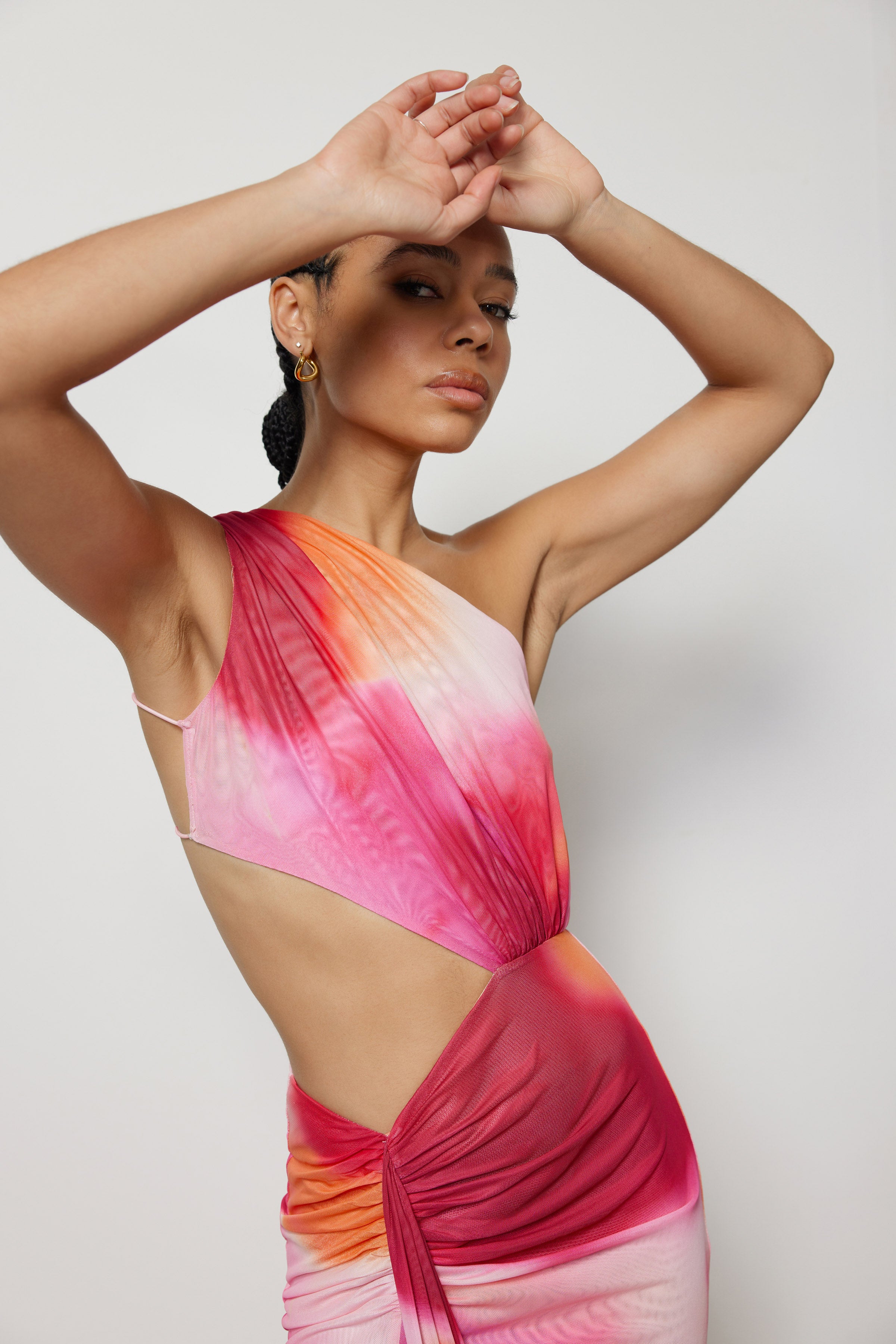 Zaniah Dress - Fuchsia Liquify Print